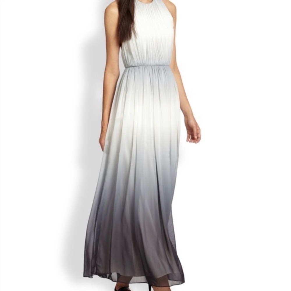 Alice + Olivia Ombre Halter Maxi Dress in Light Blue to Charcoal - Picture 2 of 14